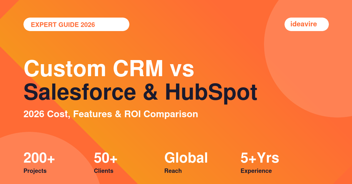 Custom CRM development vs Salesforce, HubSpot and Zoho cost comparison 2026 by IdeaVire