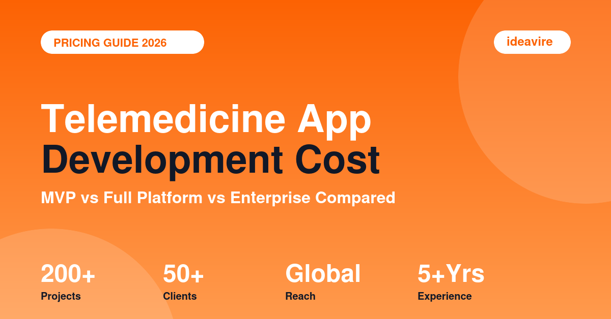 Telemedicine app development cost 2026 pricing guide by IdeaVire comparing MVP, full platform and enterprise budgets